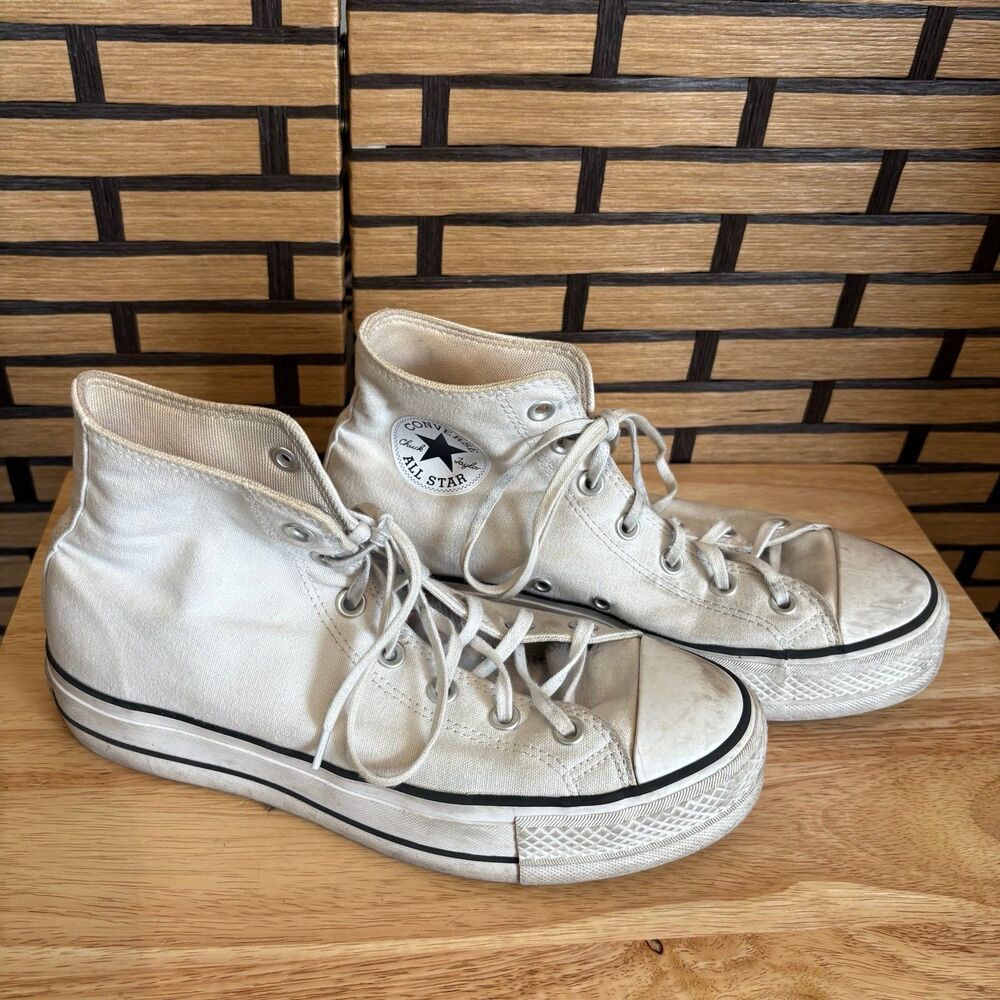 Converse Chuck Taylor All Star White Lift Platform High Top‎ Sneakers Size 10